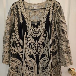 Allison  Black and Cream Lace Blouse